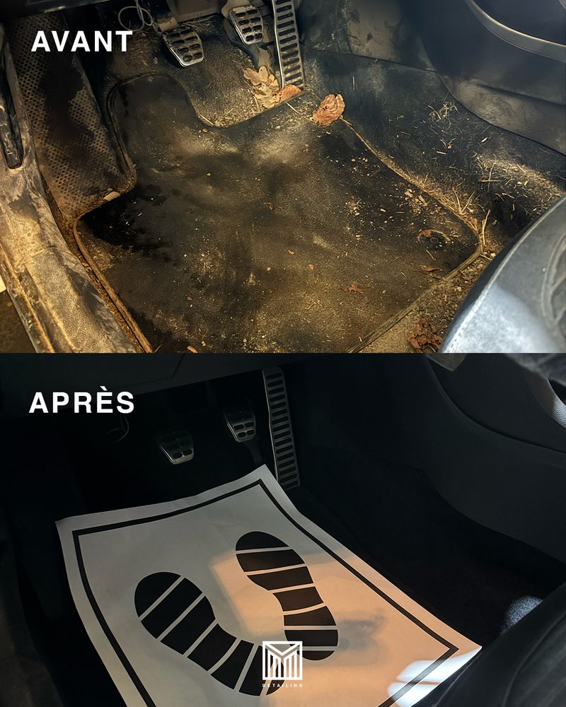 Plancher avant et après détailing intérieur